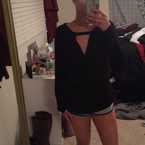 Open v neck long sleeve blouse